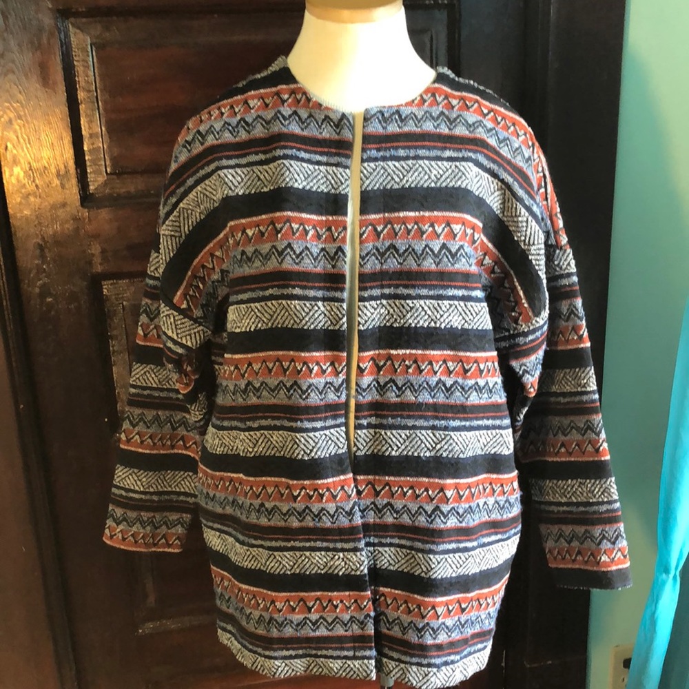 Anthropologie Southwest theme Elodie Medium Jacket/navy/red/white/light blue